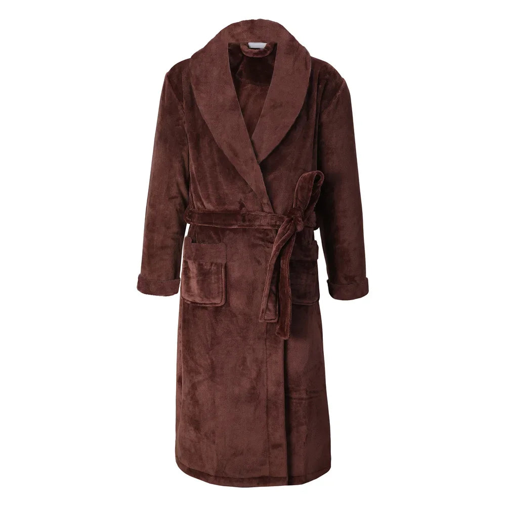 Thicken Warm Flannel Couple Robe Lounge Wear Winter Kimono Bathrobe Gown Sleepwear