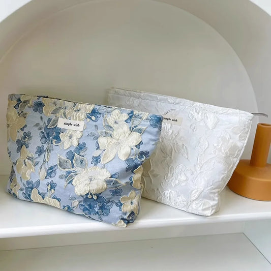 Fashion Floral Print Zipper Cosmetic Bag Travel Essentials Organizer Makeup Toiletry Pouch Portable Women's Makeup Bag