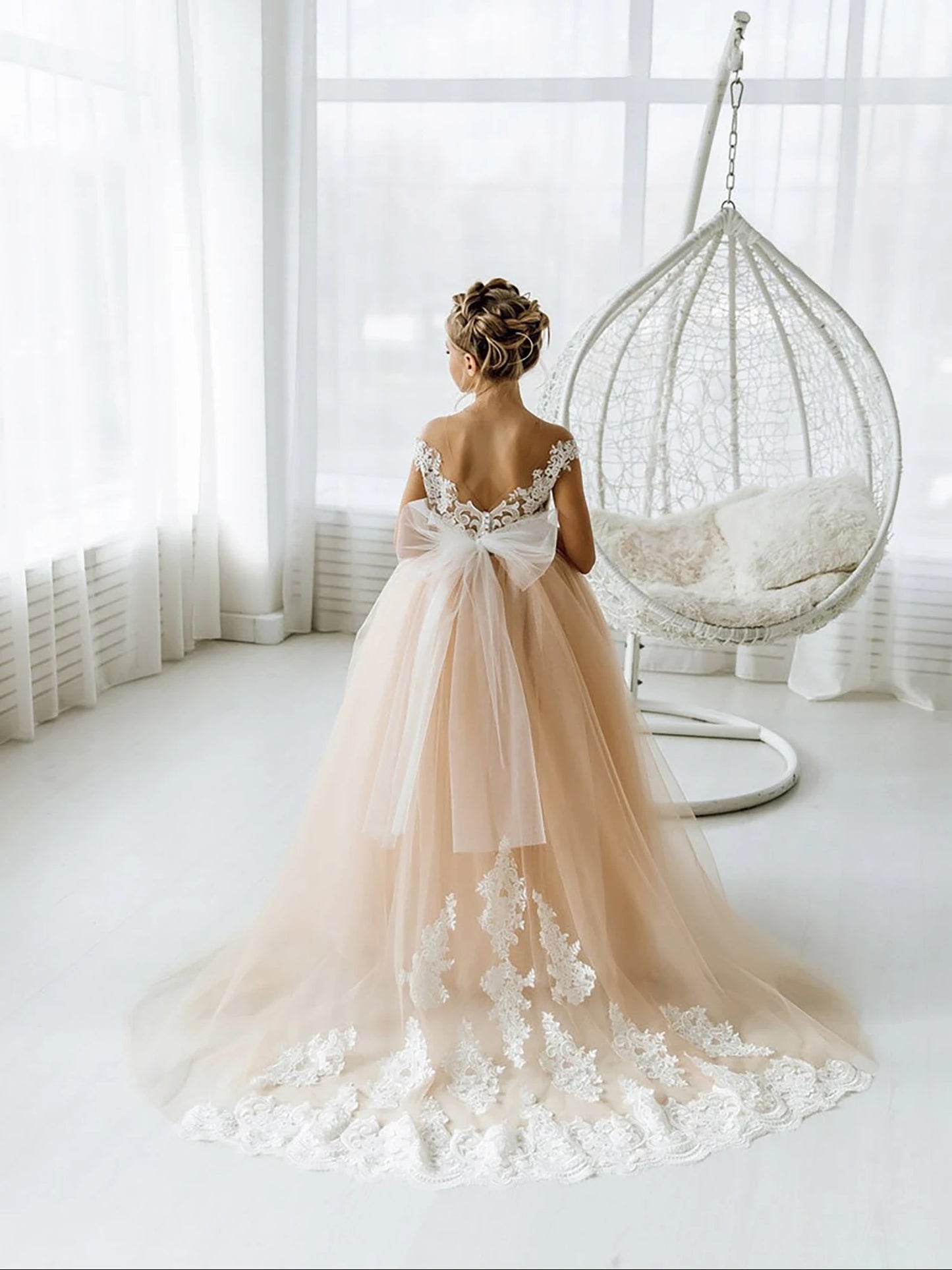 Lace Tulle Princess Flower Girl Dress