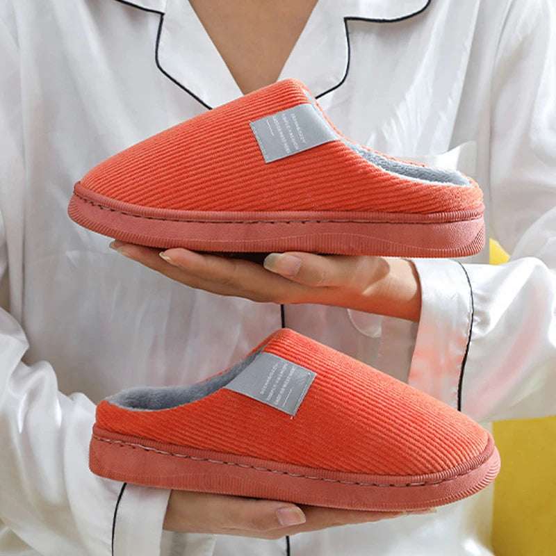 Cotton women slippers autumn & winter home indoor warm plush non-slip thick-soled