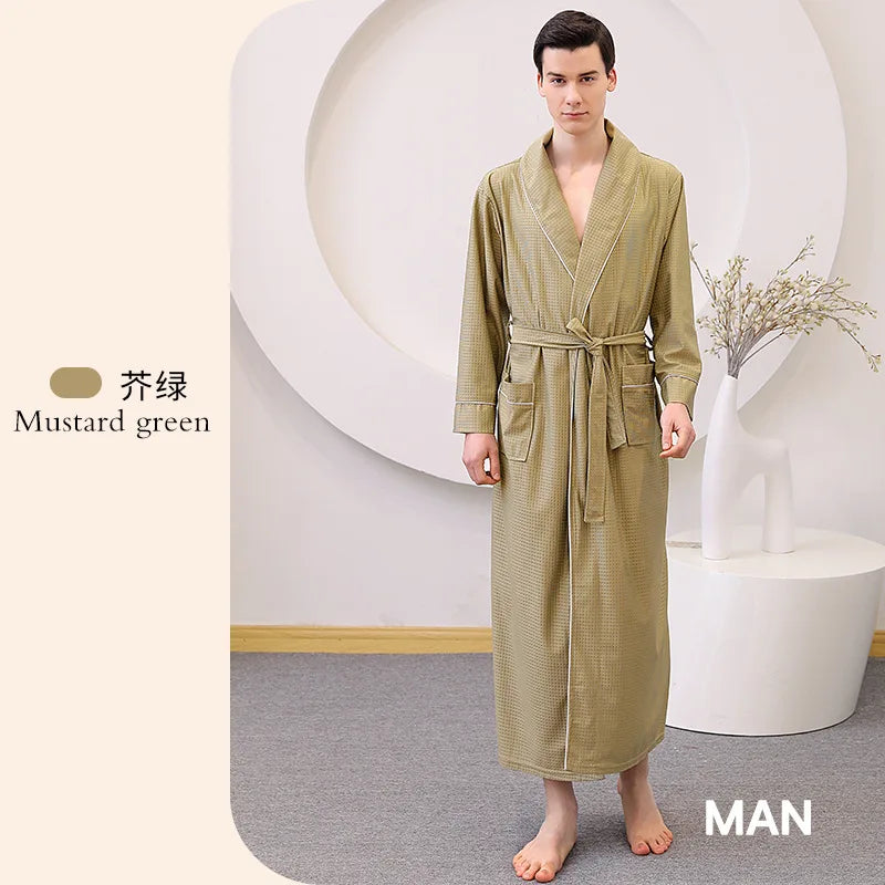 Hotel Couple Bathrobe Long Sleeved Robe Kimono Sleepwear Pajama Large Size