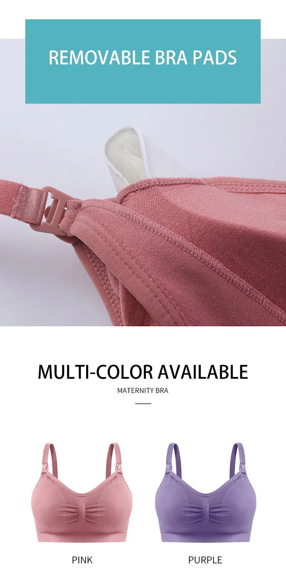 Breastfeeding Bra Upper Buckle Wirefree Seamless Postpartum Removable Chest Pad