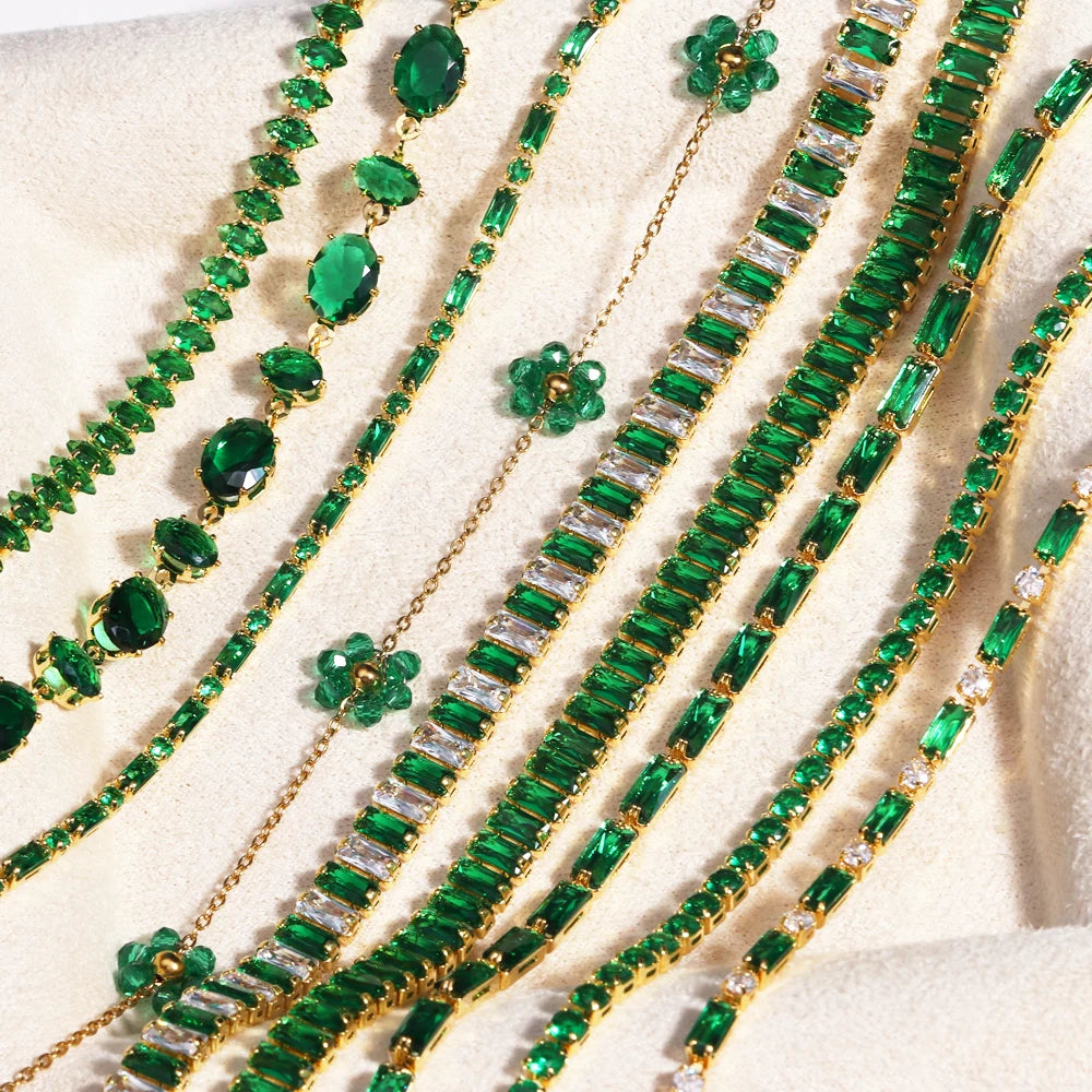 Mix Style Green Micro-inlaid Zircon Tennis Bracelet for Women 2025 New Men Bracelet Homme Jewelry Accessories Wholesale