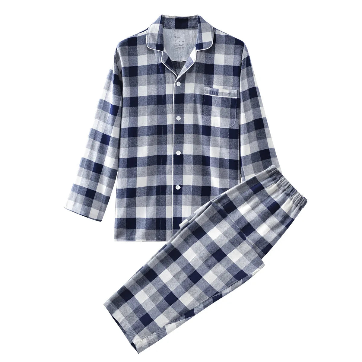 Cotton Flannel Plaid Men's & Women's High-quality Patterned Thick Pajamas for Autumn and Winter