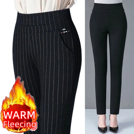 Thin & Thick Stretch Winter Pencil Pants Fleece Thermal Leggings