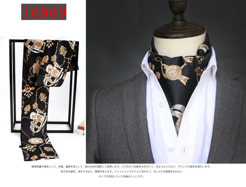 Men's silk scarves British strip printed narrow scarf suit decorative