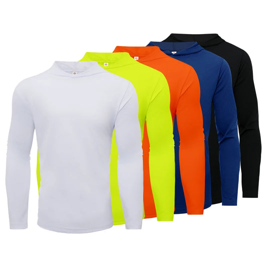 Men's sports long sleeved T-shirt solid color breathable for running and fitness 5 piece set