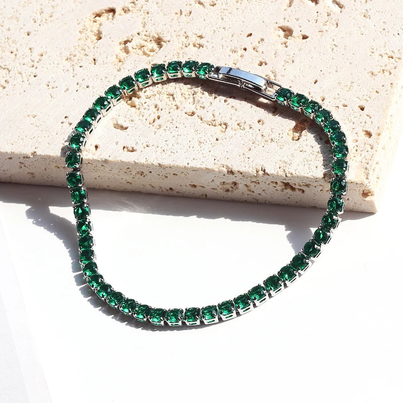 Mix Style Green Micro-inlaid Zircon Tennis Bracelet for Women 2025 New Men Bracelet Homme Jewelry Accessories Wholesale