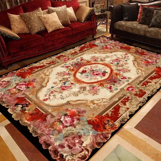 Luxury European Floral Carpets for Living Room Bedroom Carpet Home Floor Mat