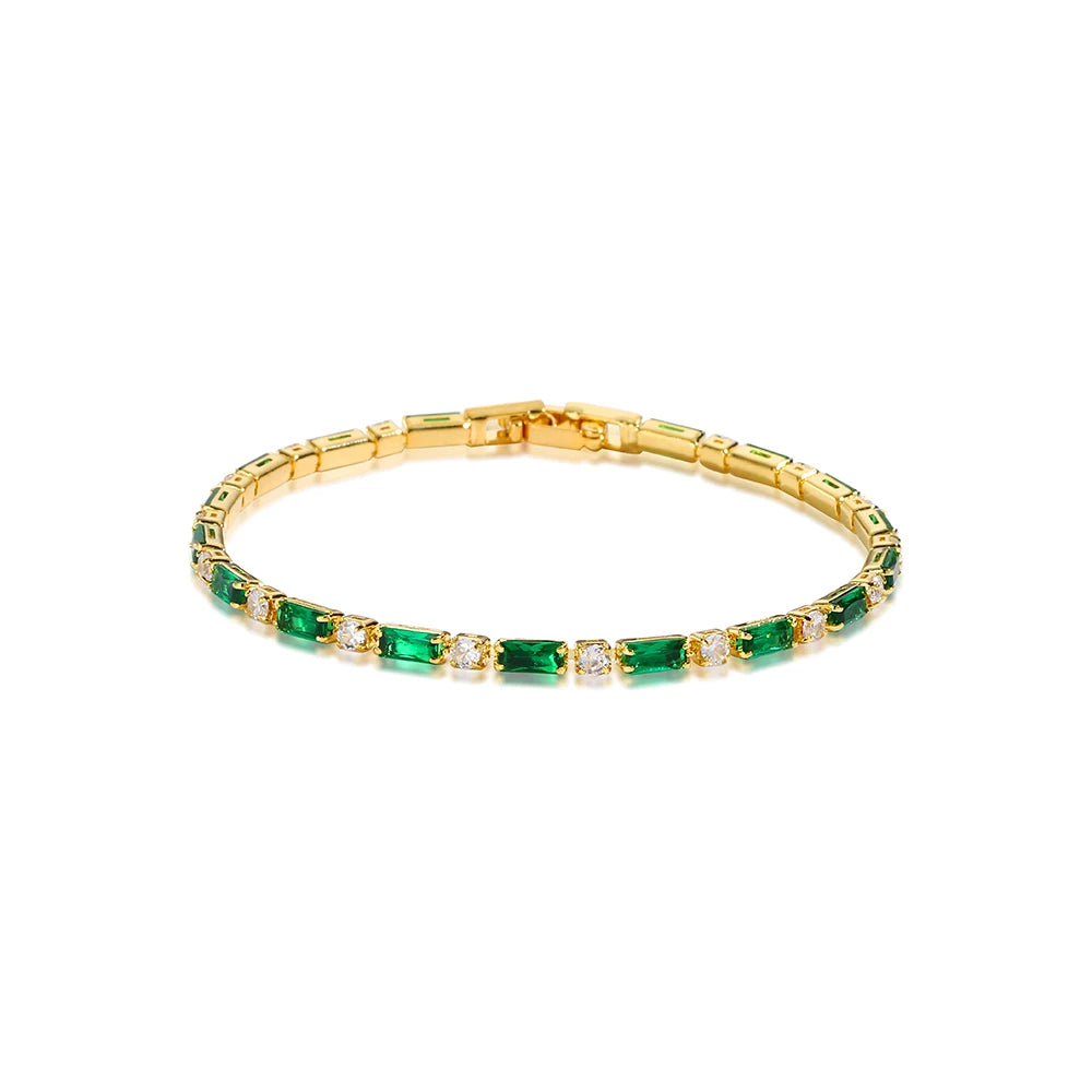 Mix Style Green Micro-inlaid Zircon Tennis Bracelet for Women 2025 New Men Bracelet Homme Jewelry Accessories Wholesale