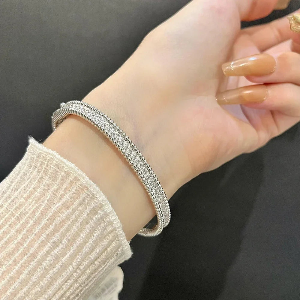 18K Gold Luxury Fine Jewelry Bangle For Women 925 Sterling Silver Plated