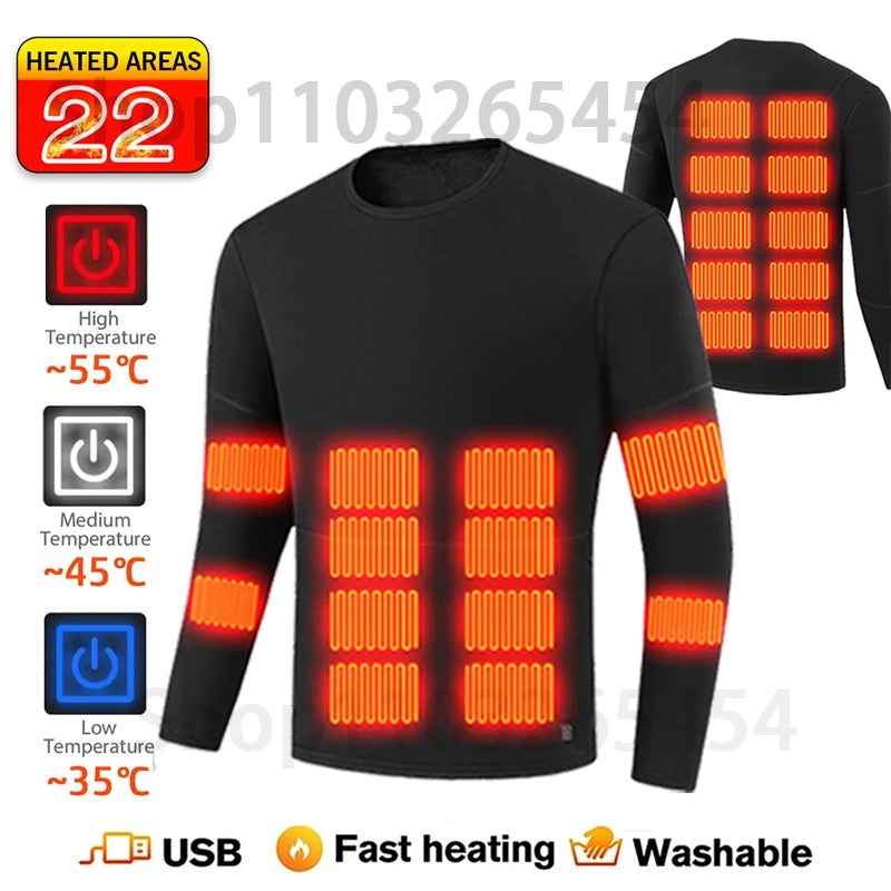 52 Areas Heated Underwear Winter Thermal Women Men Heating Jacket Winter Accessories USB Electric Heating Clothes