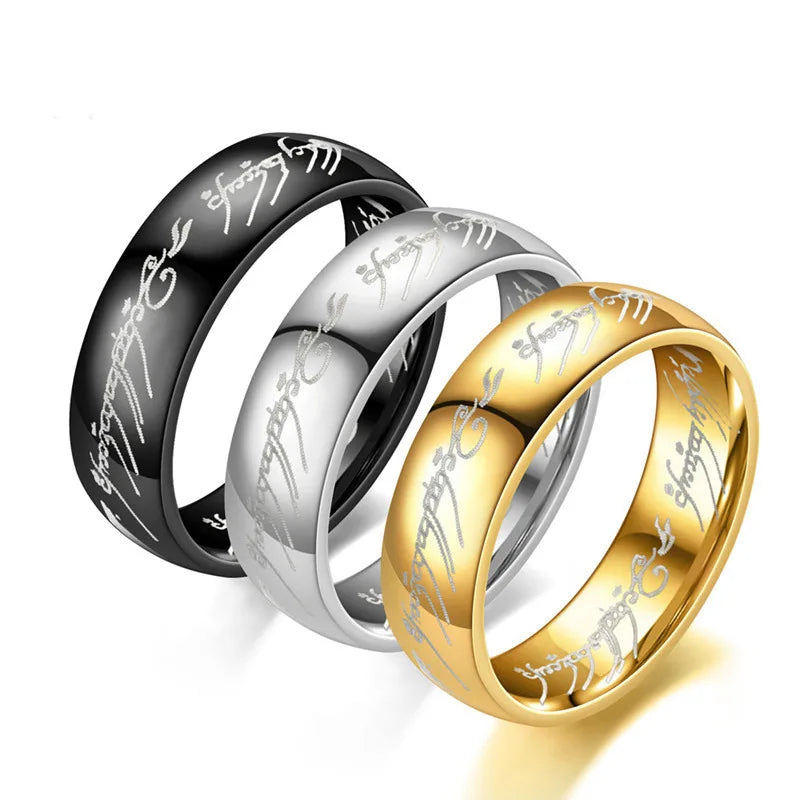 6MM Stainless Steel Laser Engraving Exquisite Couples Wedding Ring, Men and Women