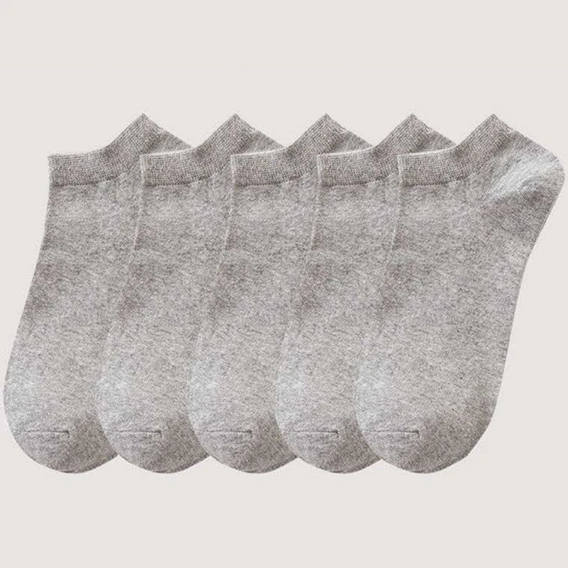 10/5pcs Pairs Low Cut Ankle Breathable Men/Women Socks Solid Color Black White Grey