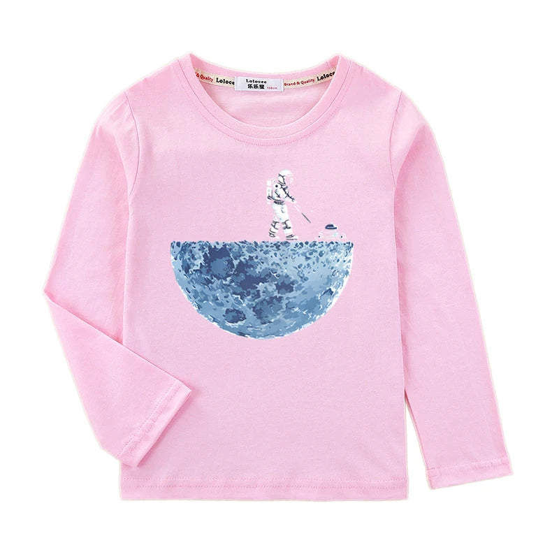Boys Cotton Long Sleeved T-Shirt Spaceman