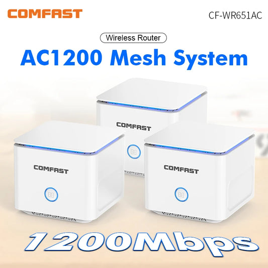 Comfast AC1200 Mesh WiFi System Whole Home Coverage Gigabit Wi-Fi Router Range Extender 4*5dbi Antena Mesh Network Booster 3Pack