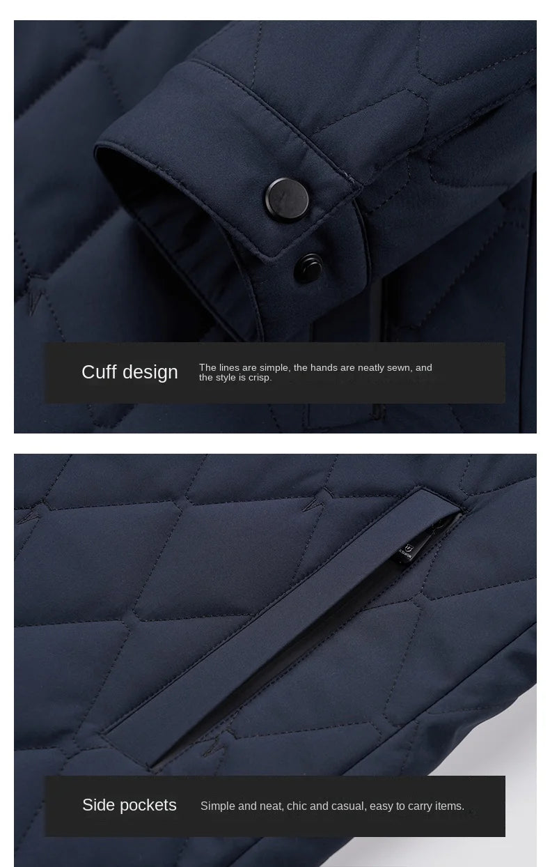 Men's padded Casual Warm Windproof Lapel Fleece Coat Jacket