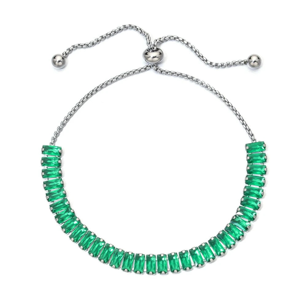 Women's Adjustable CZ Bracelet - Sparkling Zirconia Chain, Shines on Hypoallergenic Stainless Steel, Dazzling Everyday Jewelry