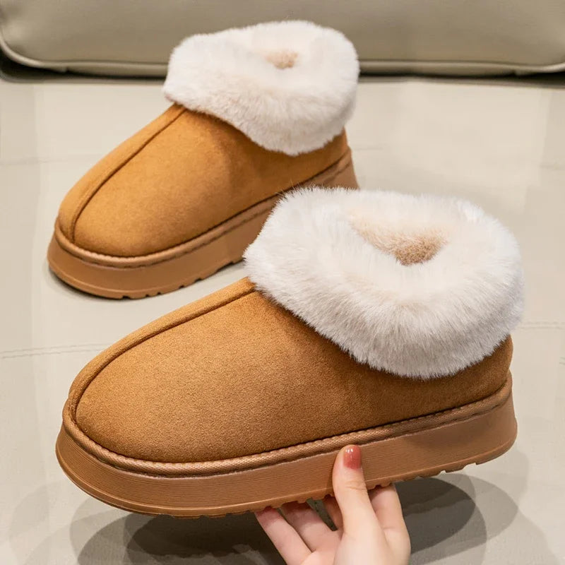 Women's Autumn Winter Cotton Slippers With Thick & Soft Soles Outdoor Indoor Wear, Comfortable Warm Anti-slip