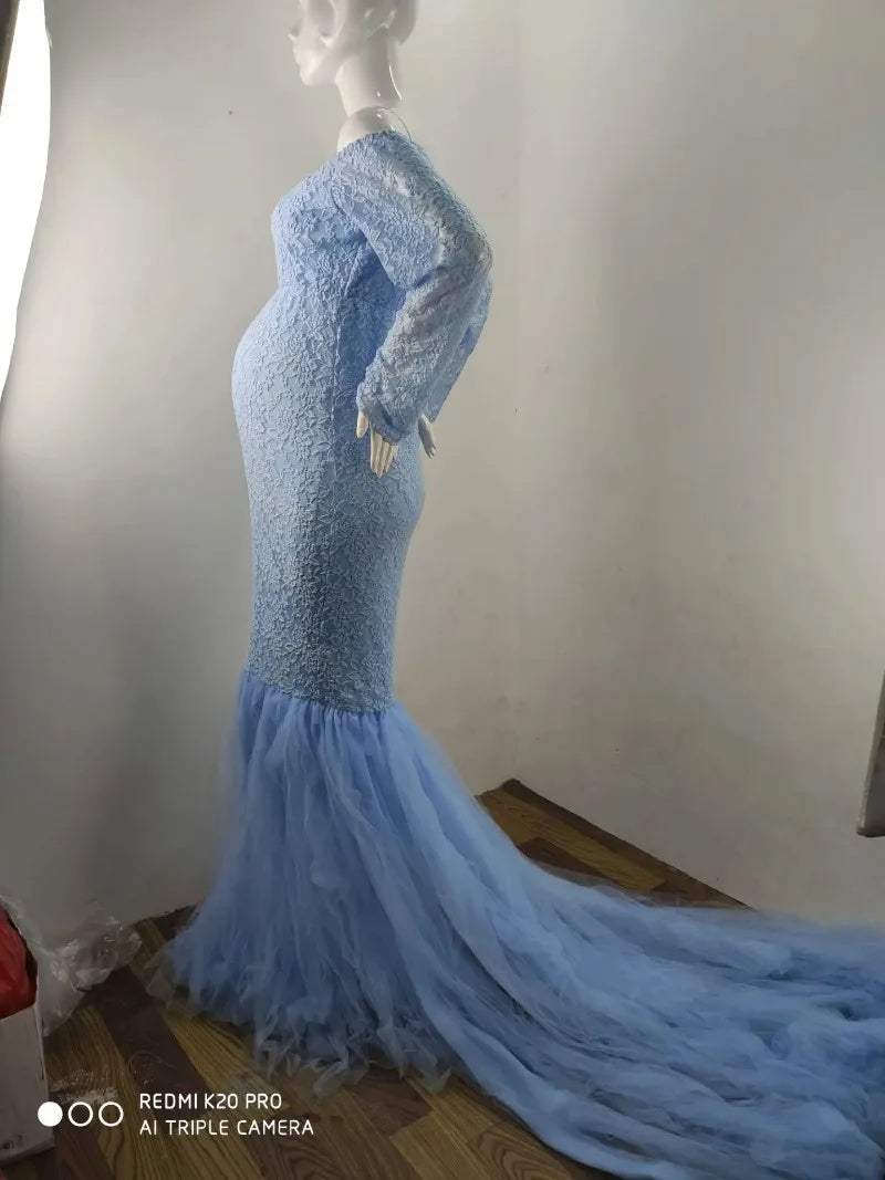 Sexy Lace Off shoulder Pregnancy Dress Photography Props Maxi Gown