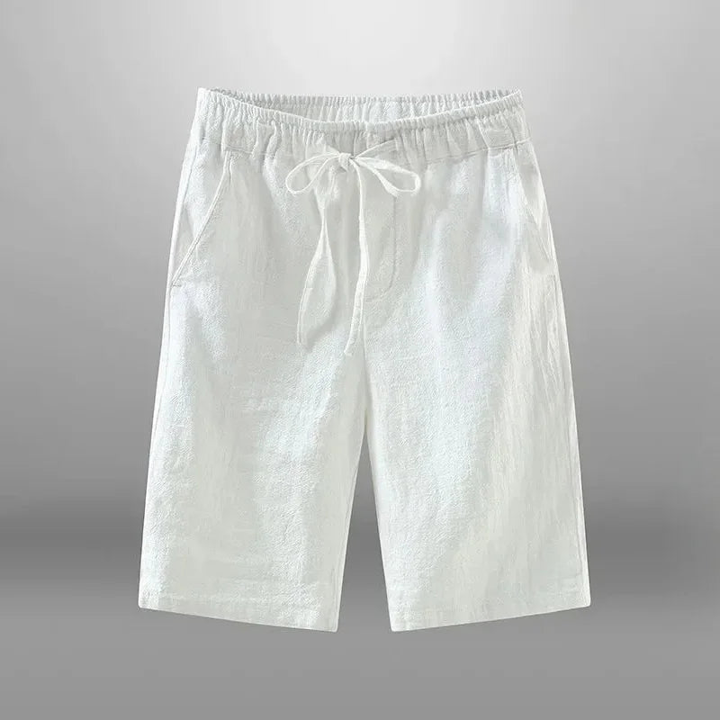 Men Cotton Linen Casual Breathable Beach Shorts