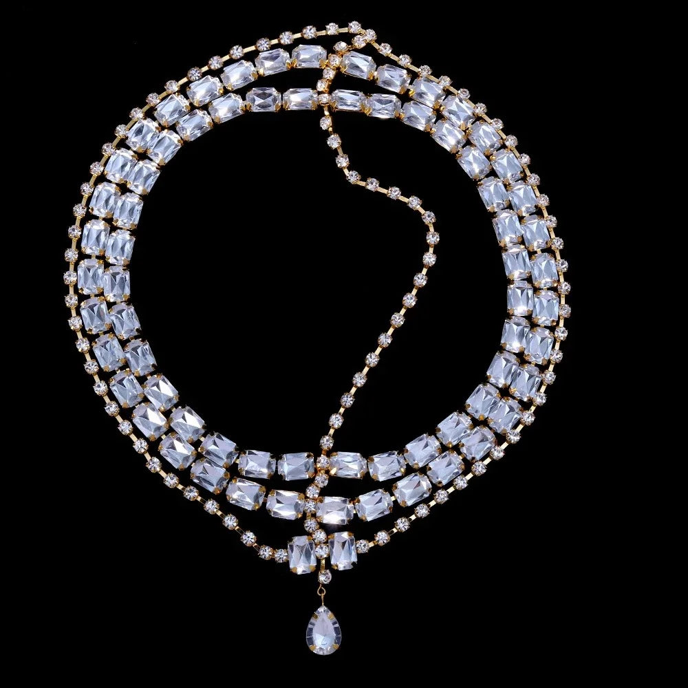 Vintage Rhinestone Head Chain Forehead Headband Indian African Bohemian Hair Accessories Crystal Fringe Tiara Headdress