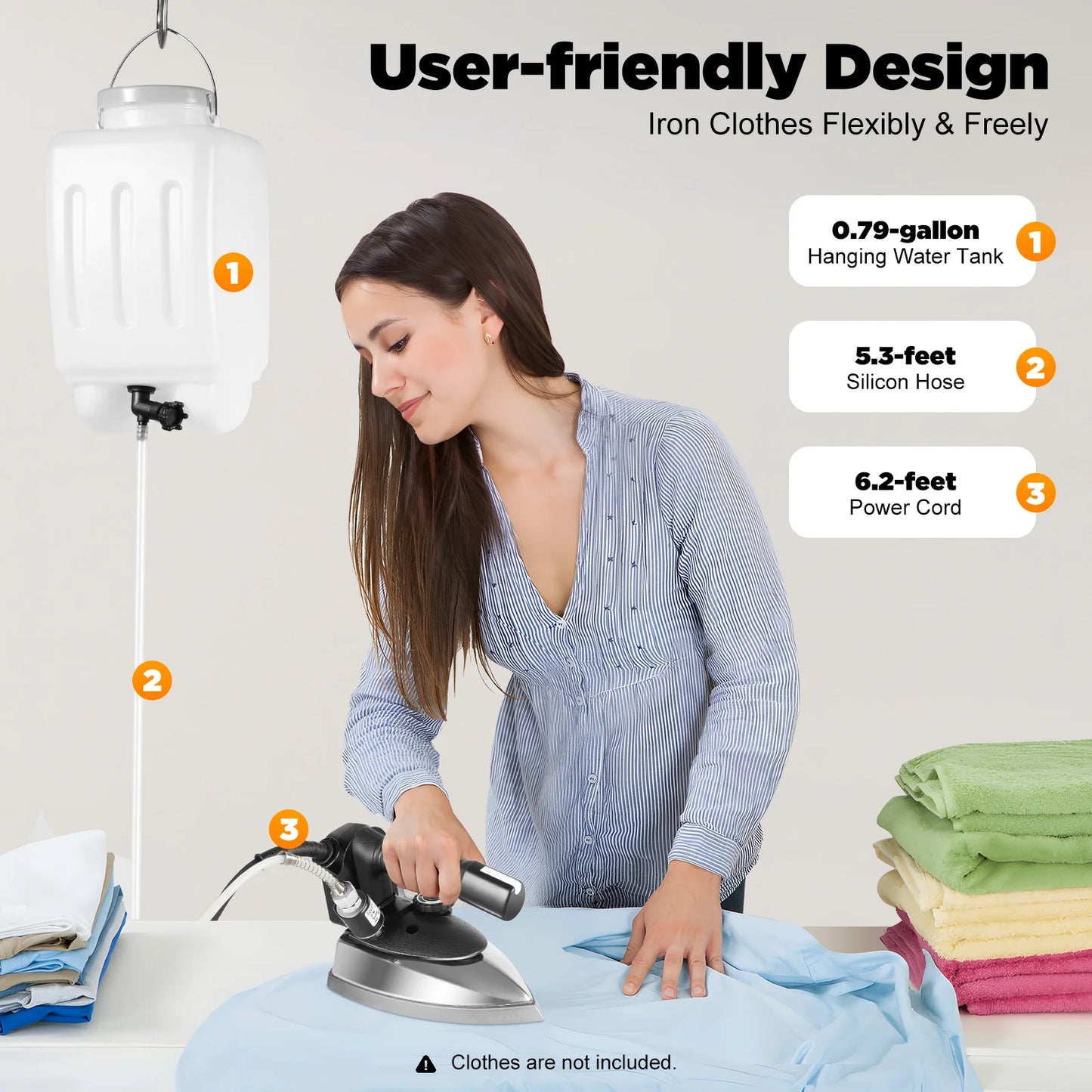 1200w Industrial Electric Iron 110v Us Plug 5-Gear Tank Steam Dry Ironing Suitable For Garment Factories Dry Cleaners Hotels