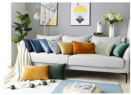 Elegant Soft Velvet Cushion Cover Solid Color for Living Room Sofa Decorative Home Decor Pillowcase