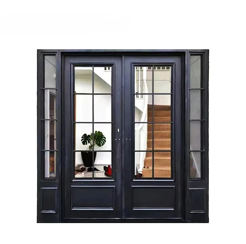 Supplier European New Grill Latest Design Safety Double Entrance Wrought Iron Door