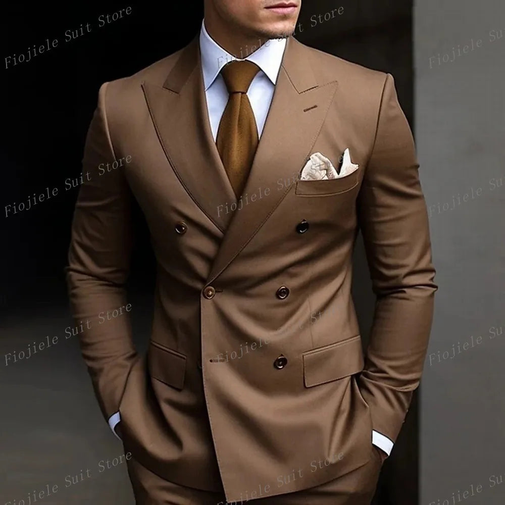Men Business Formal Occasion Tuxedos Suit 2 Piece Set Blazer Pants