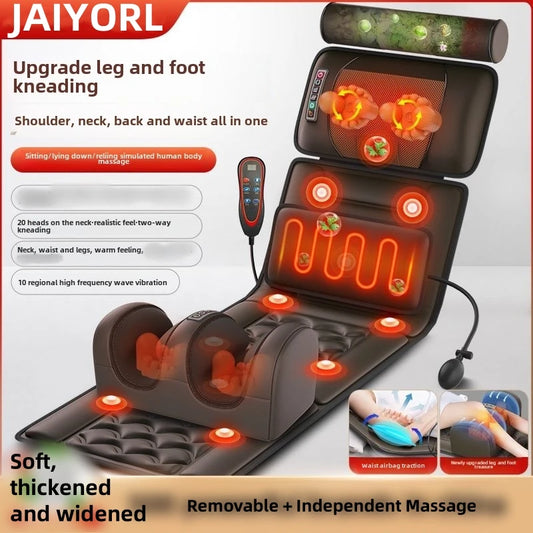 Multifunctional Lumbar Traction Massage Mattress Cushion Full Body Electric Shoulder Neck Waist Back Vibrations Removable