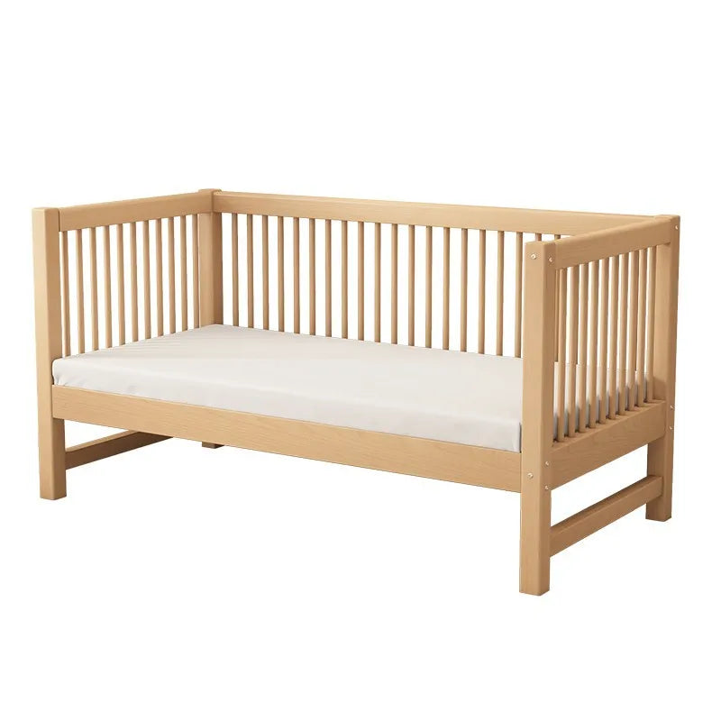 Toddler Bed with Mattress Solid Pine Wood Kids Furniture with Safety Guardrails for Bedroom & Nursery