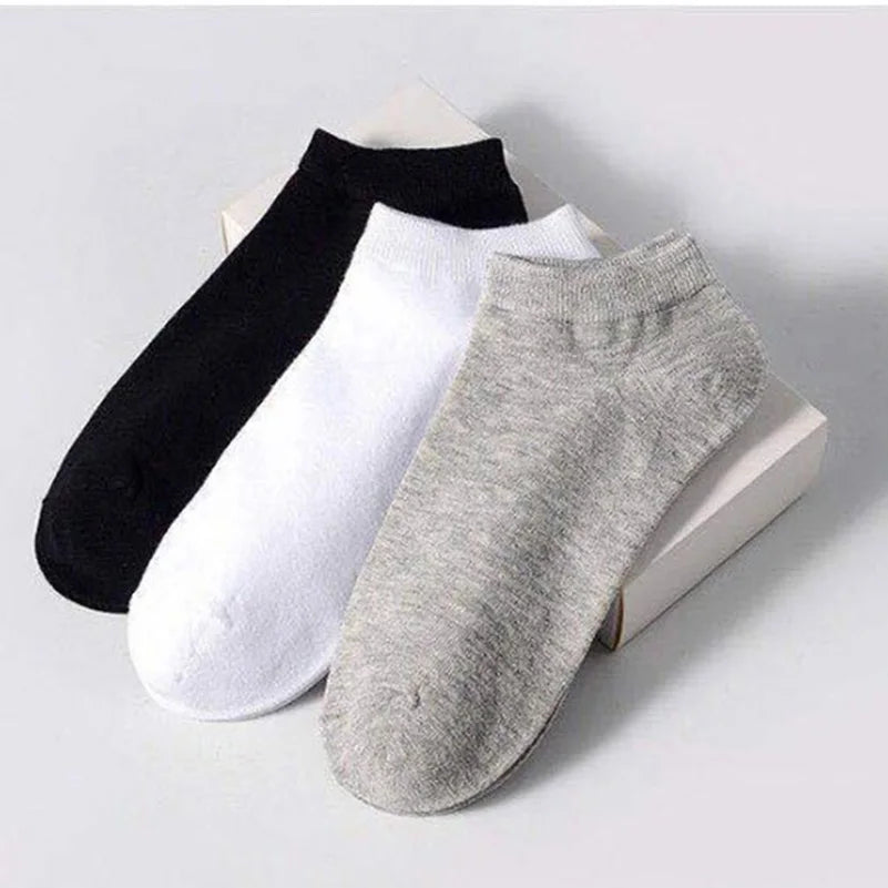 10/5pcs Pairs Low Cut Ankle Breathable Men/Women Socks Solid Color Black White Grey