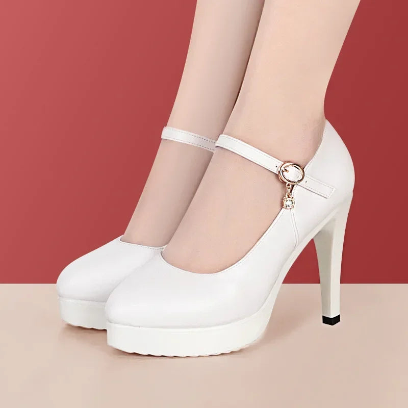 Genuine Leather Platform Pumps Shoe