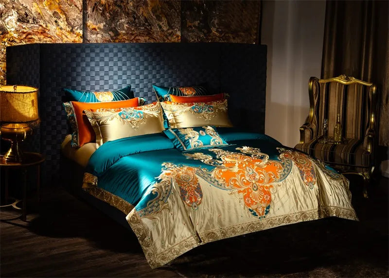Royal Luxury Bedding Comforter Embroidery Duvet Cover Set 4/6/10Pcs