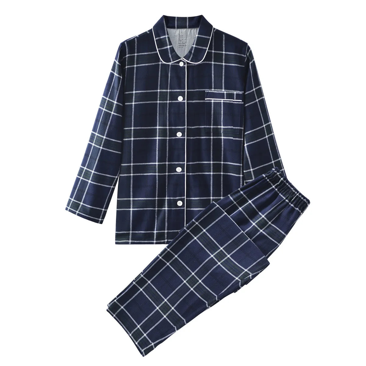 Cotton Flannel Plaid Men's & Women's High-quality Patterned Thick Pajamas for Autumn and Winter