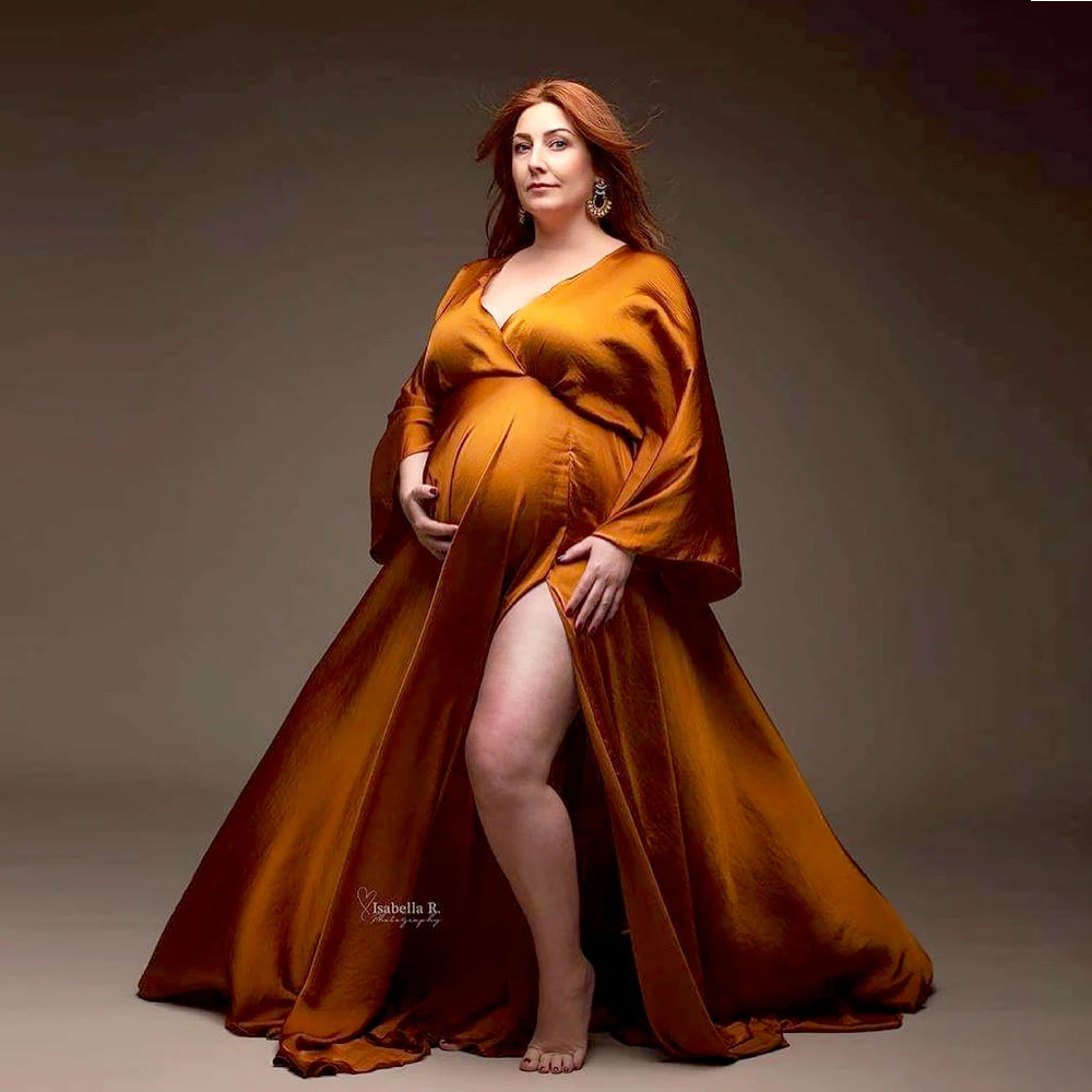 Elegant Soft Satin Maternity Photography Gown