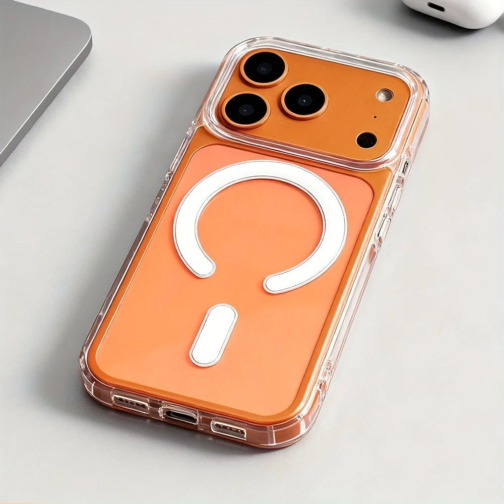 Original Magnetic Transparent Phone Case For iPhone 17 16 15 14 13 Pro Max 16Pro 17Pro For Magsafe Shockproof Clear Back Cover