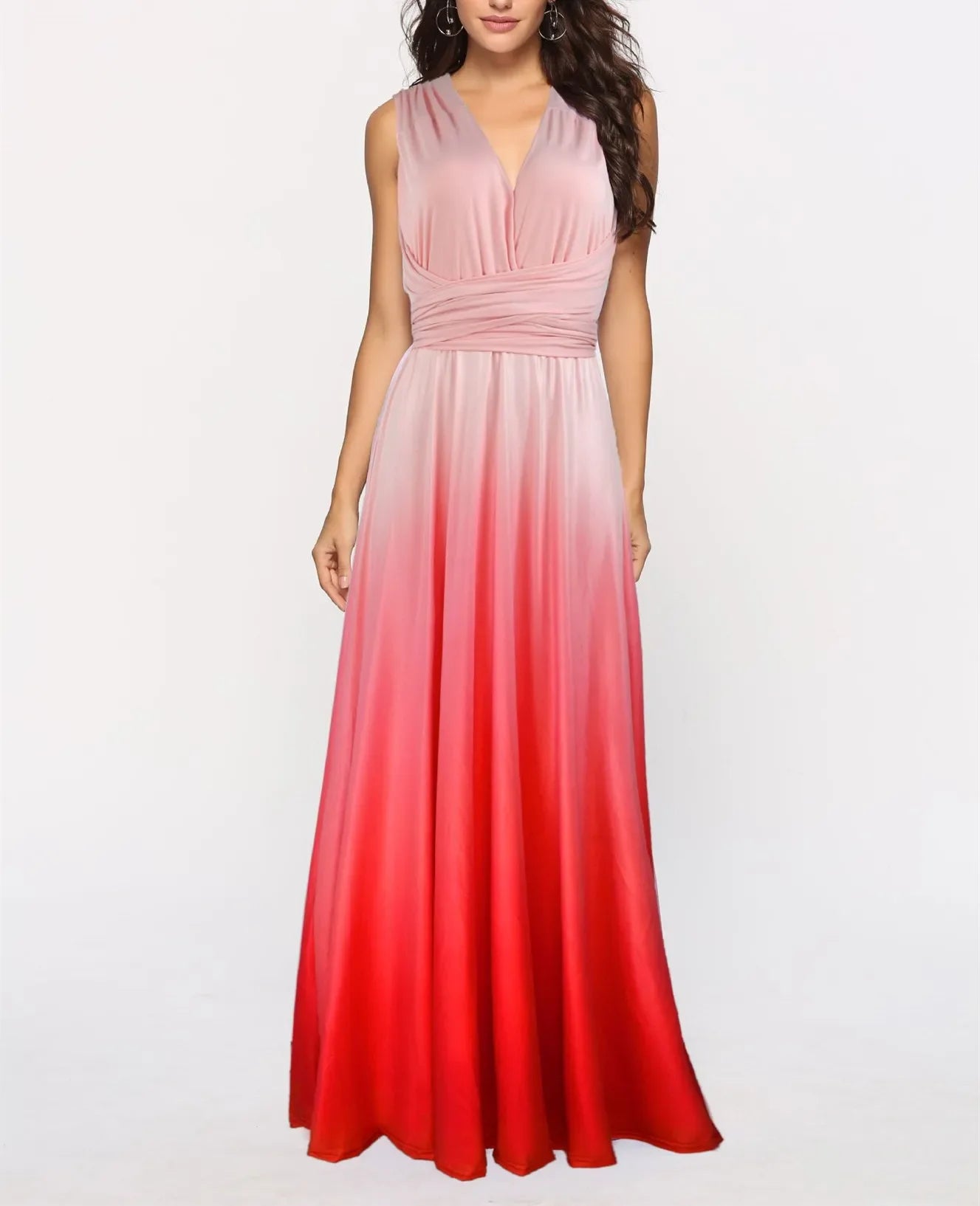 Multicolor Color Maxi Dress for Women Wrap Convertible Cross Bandage Sexy Backless