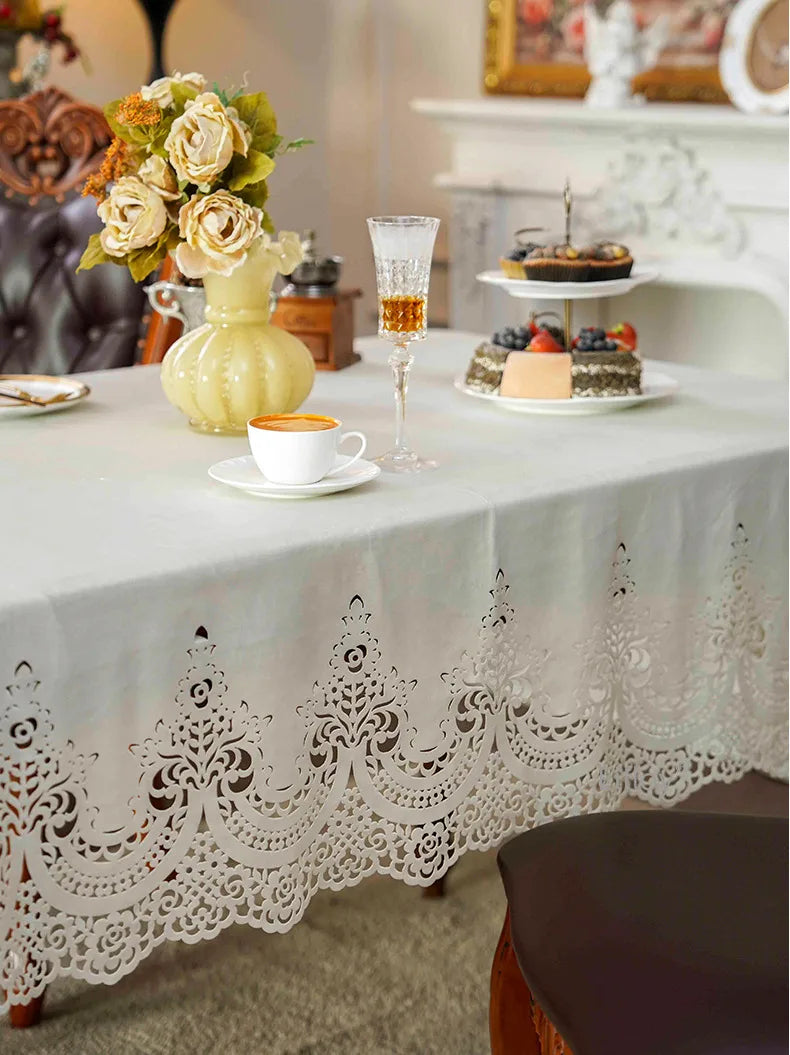 EIFLOY-Italian Velvet Tablecloth Rectangle, Luxury Lace Table Cover, Soft Dining Table Cloth, European, Party Table Decoration