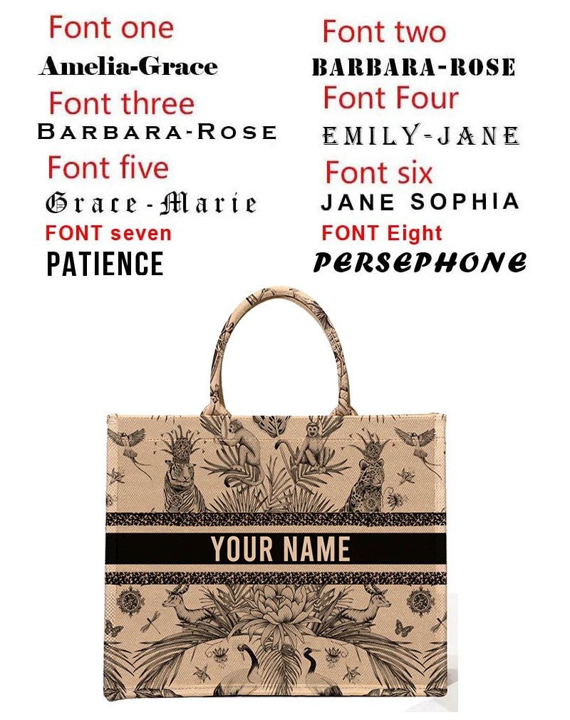 Personalized custom women's tote bag, canvas printed handbag, large capacity beach bag