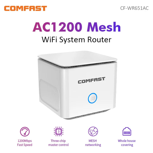 Comfast AC1200 Gigabit Dual Band Mesh Router 2.4G&5GHz 11AC Router Easy Mesh Andlink WiFi Router 4*5dBi Full House Coverage