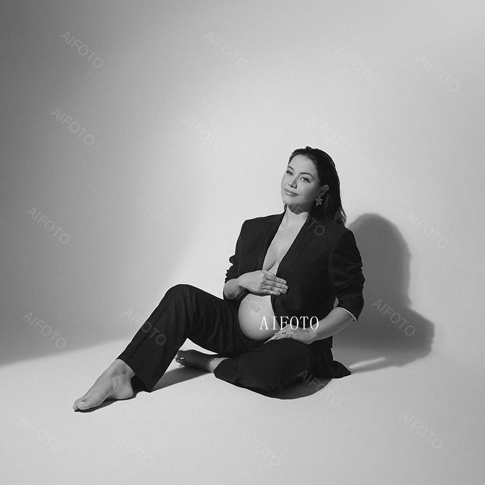 Maternity Photoshoot Suit Lace Up Long Sleeve Blazer