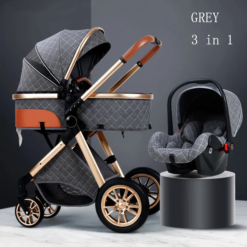 Luxury Baby Stroller 3 in 1 High Landscape Portable Infant Carrier w Car Seat
