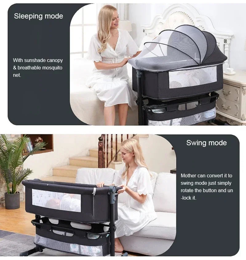 Portable Bedside Sleeping Equipment for Infants, Baby Crib with Covered Bed, Baby Cradle, Newborn Bed