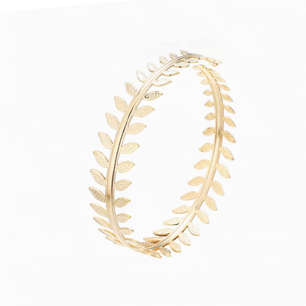 European and American new fashion personality golden leaf pearl headband bridal crown baroque party headgear