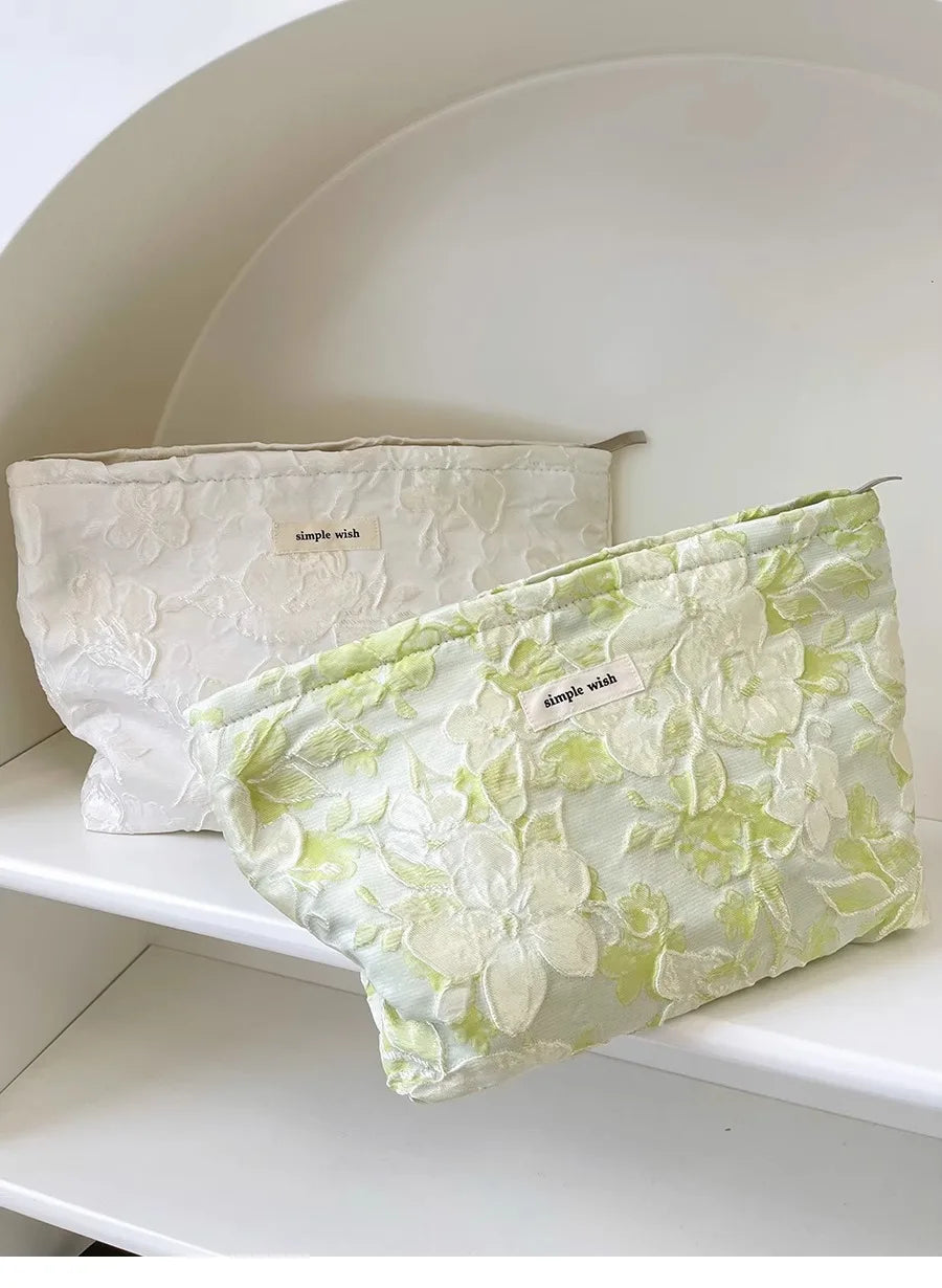 Fashion Floral Print Zipper Cosmetic Bag Travel Essentials Organizer Makeup Toiletry Pouch Portable Women's Makeup Bag