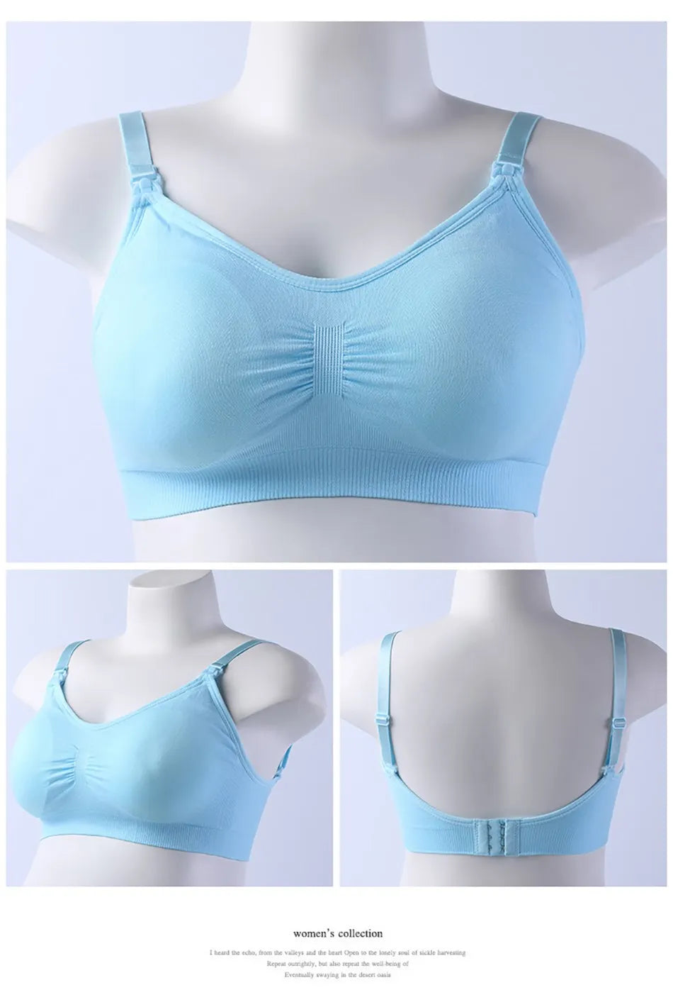Breastfeeding Bra Upper Buckle Wirefree Seamless Postpartum Removable Chest Pad