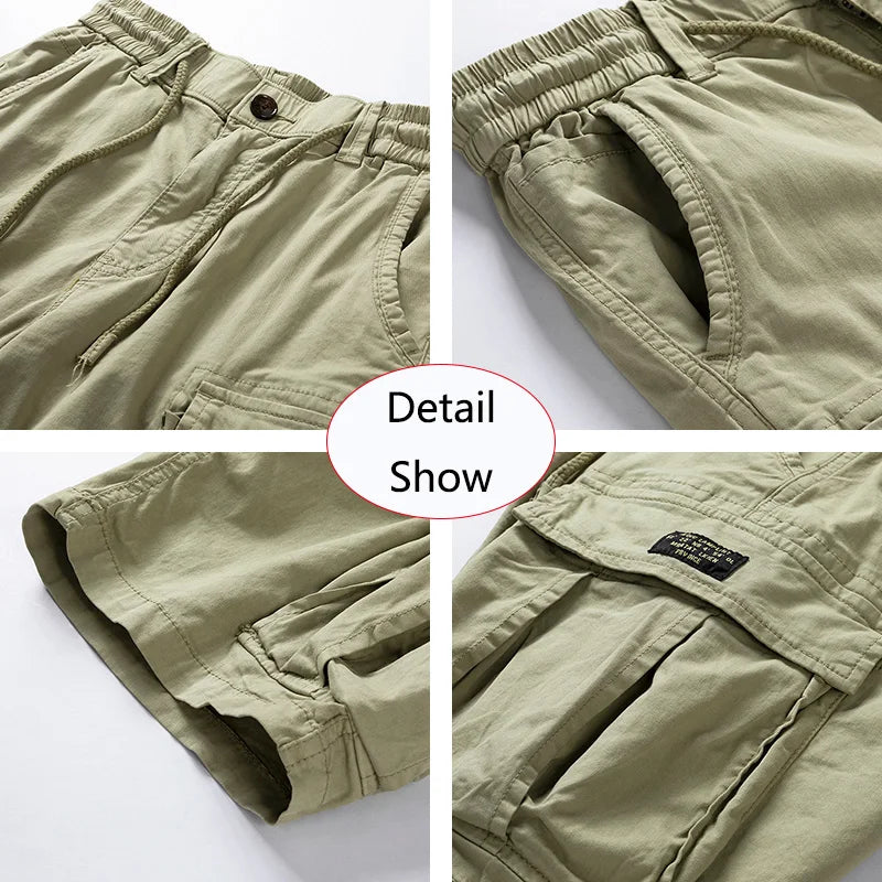 Men's Summer Outdoor Leisure Soft Cotton Shorts Drawstring Buttons