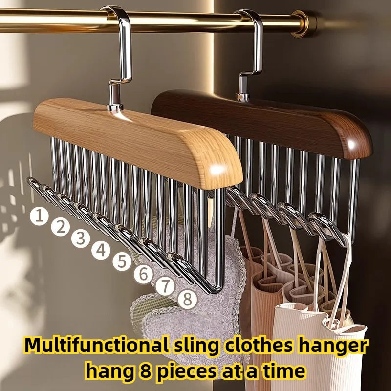 Multi-functional Belt Hanger Clothes Organizer Multifunctional Wooden Underwear Vest Storage Home Dorm Wave Hanger Drying Rack